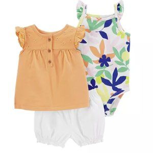 BABY GIRL CARTERS 3 PIECE SHORT SET SIZE 3M  #K29